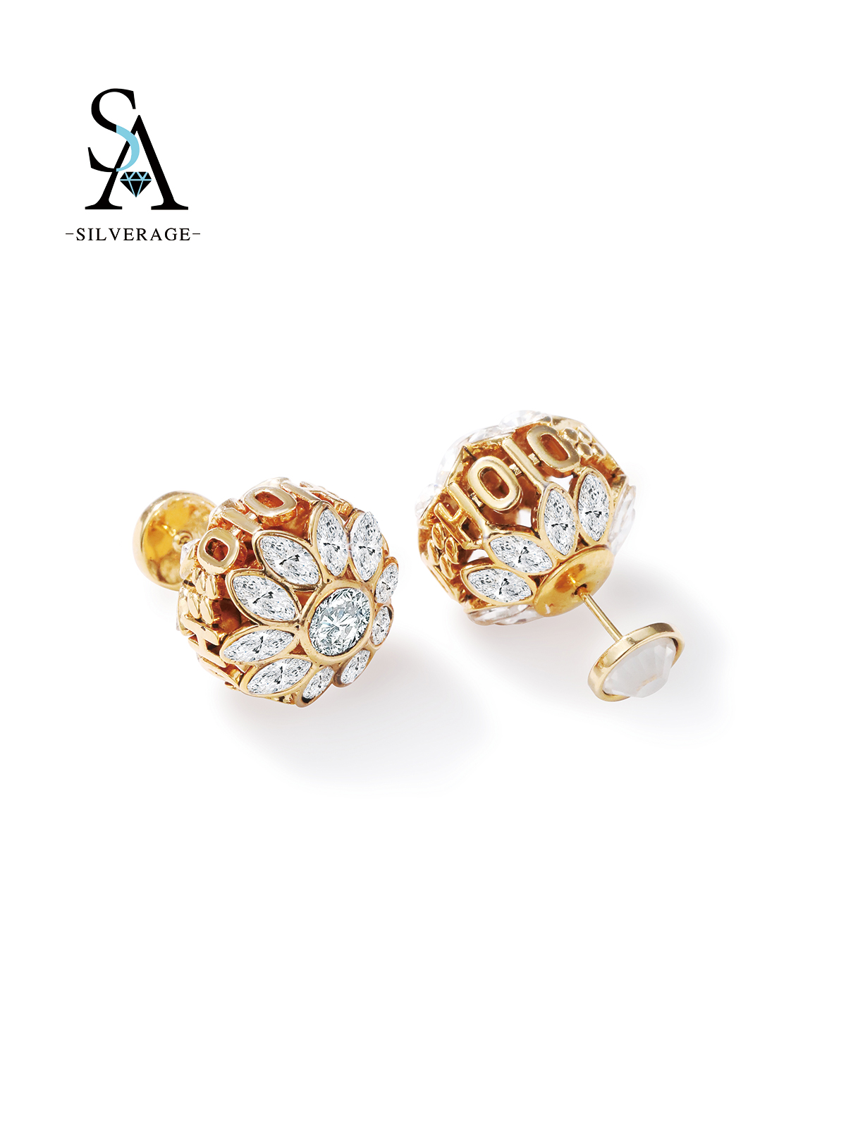 Vintage D Letter Ball Shape Full CZ