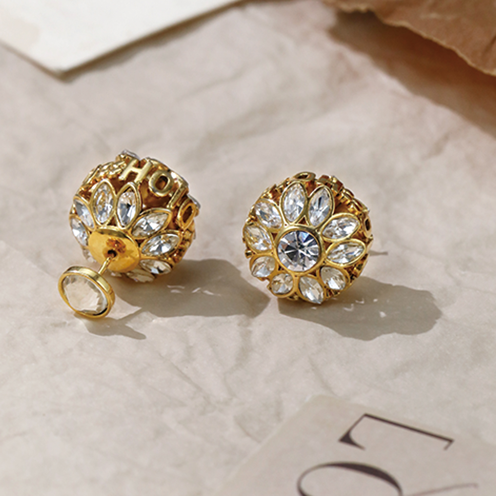 Vintage D Letter Ball Shape Full CZ - 2