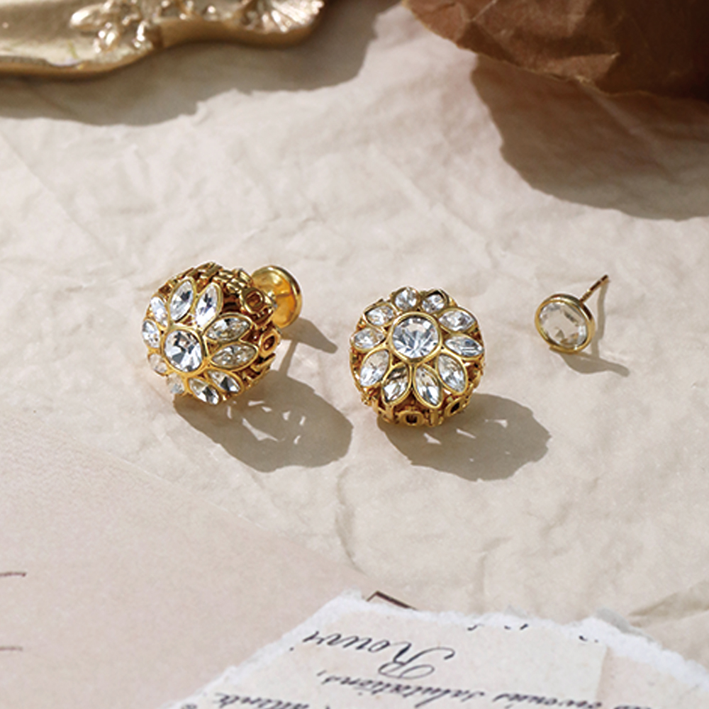 Vintage D Letter Ball Shape Full CZ - 3