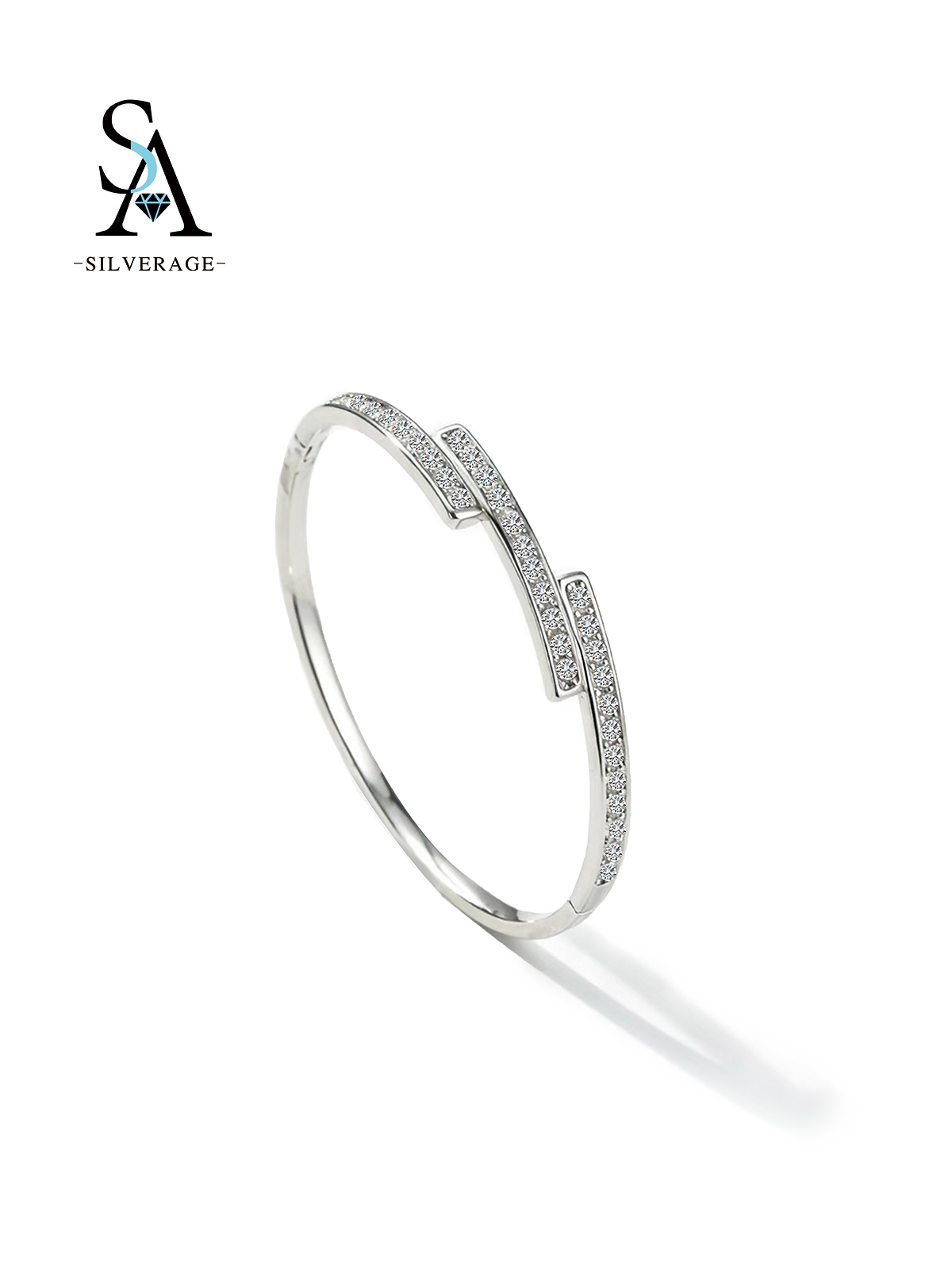 Brazalete con bisagra pavé de circón