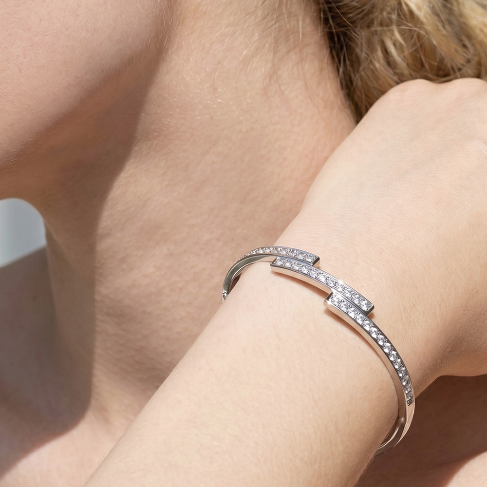 Brazalete con bisagra pavé de circón - 2