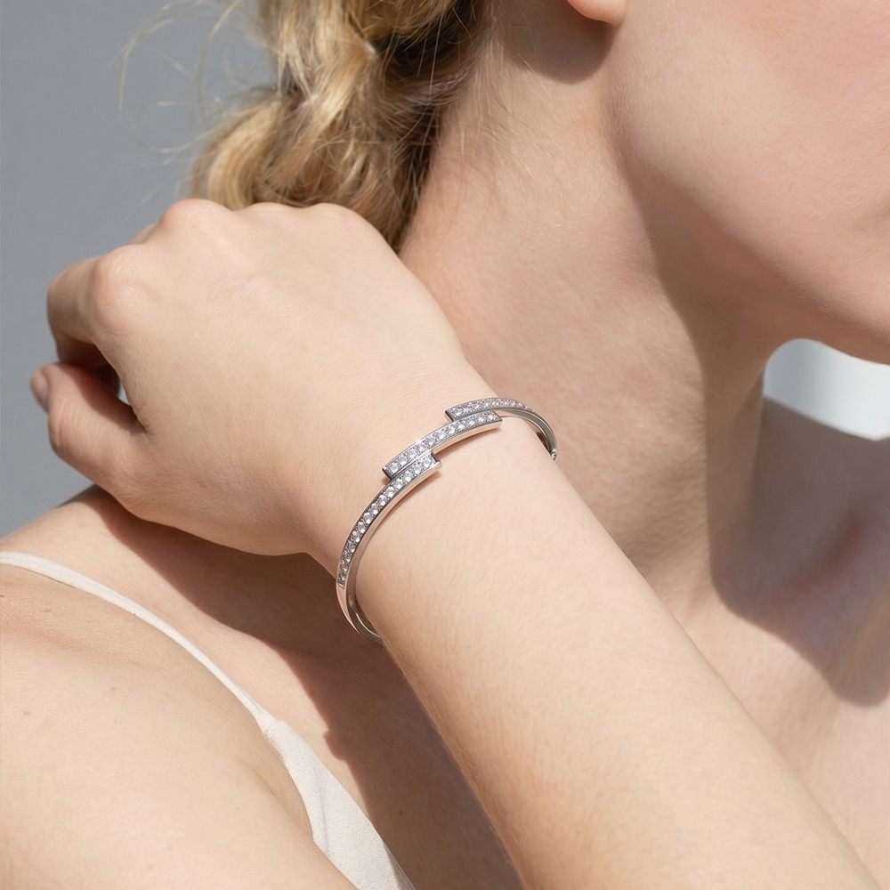 Brazalete con bisagra pavé de circón - 3