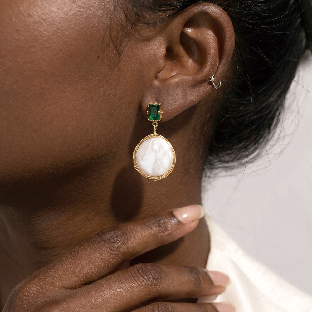 Vintage Green CZ & Baroque - 3