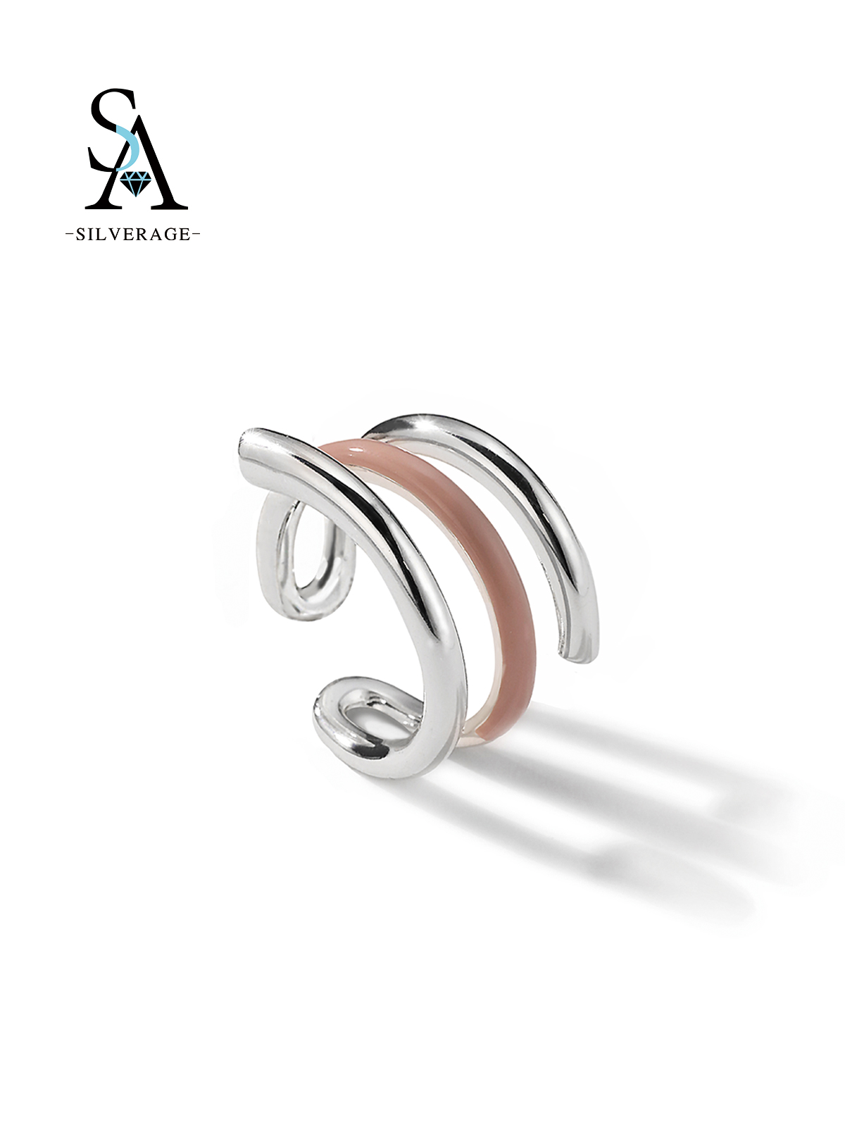 Espiral plata y esmalte rosa