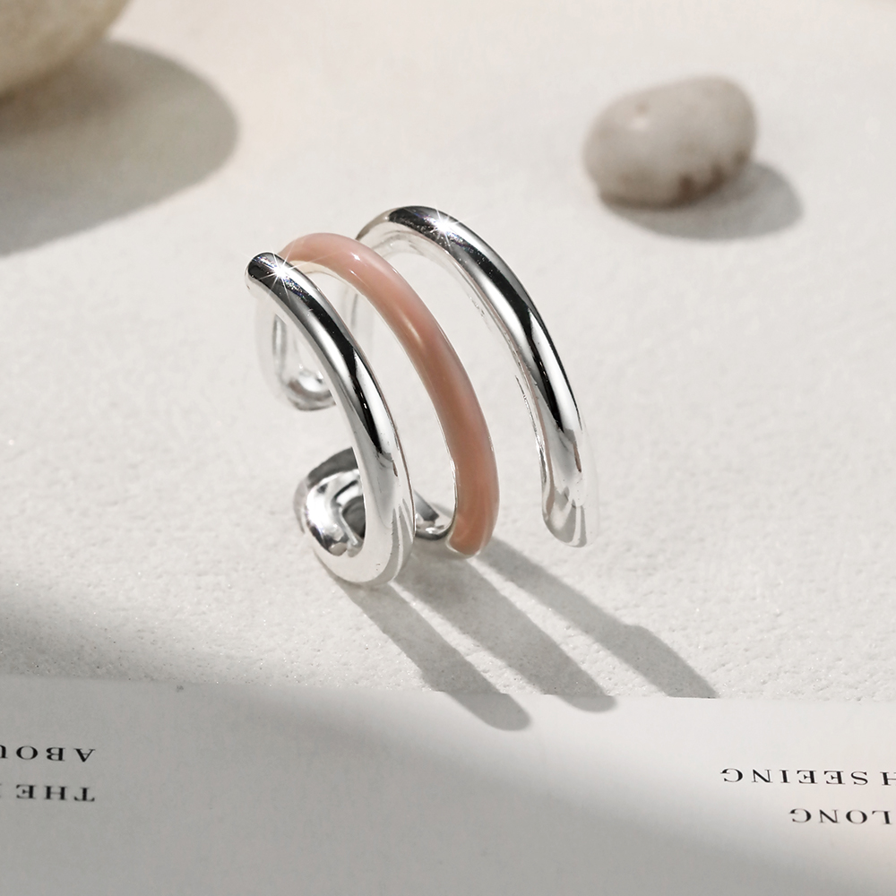 Espiral plata y esmalte rosa - 3
