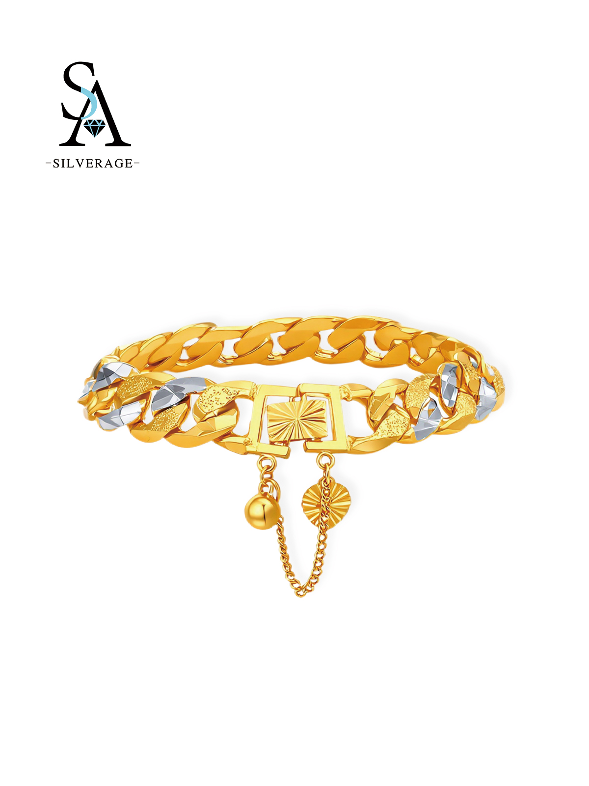 Two-Tone Gold & Rhodium Plated Diamond Cut Cuban Curb Chain