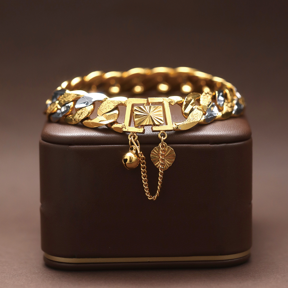 Two-Tone Gold & Rhodium Plated Diamond Cut Cuban Curb Chain - 2