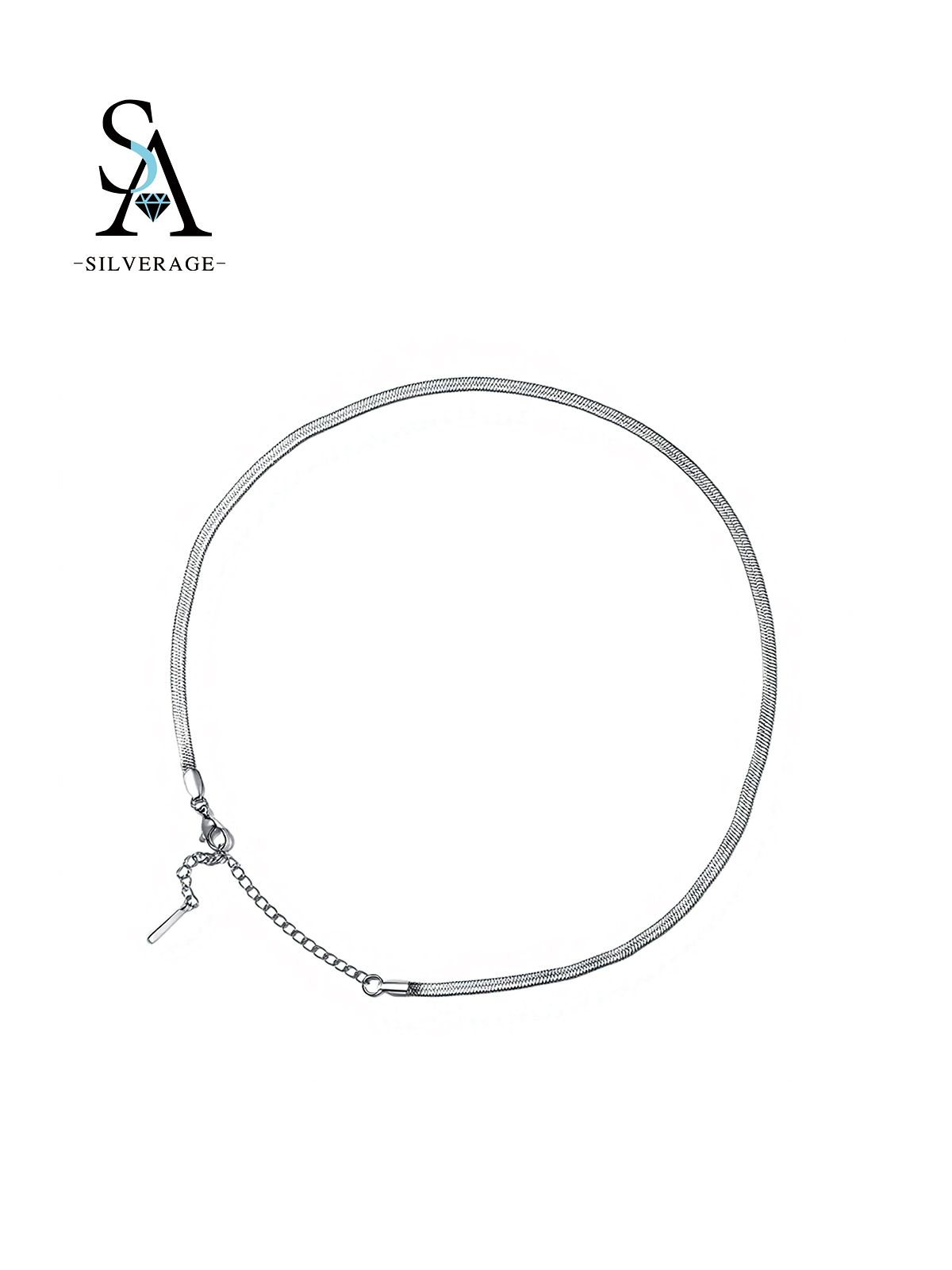 Rhodium Plated Herringbone Snake Chain