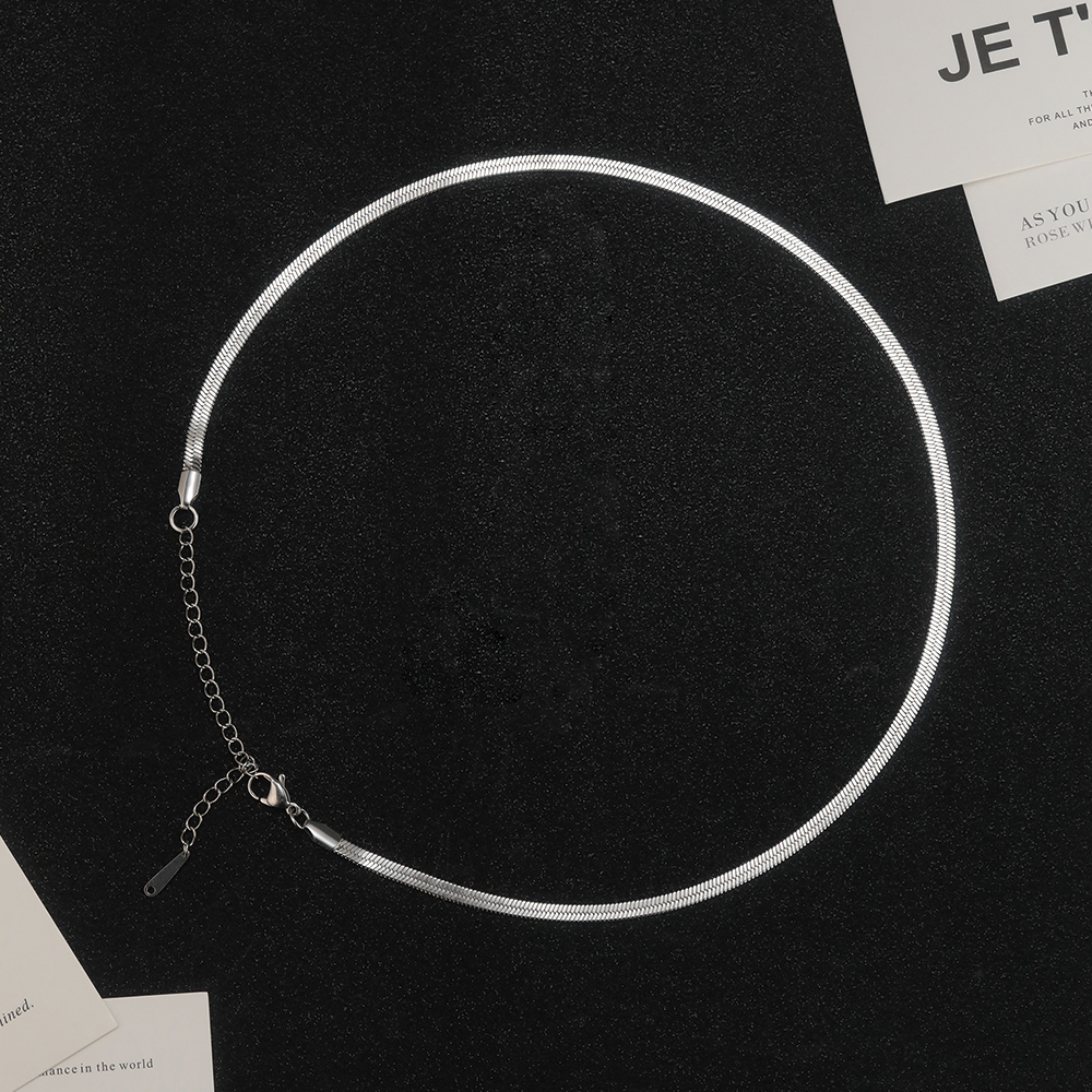 Rhodium Plated Herringbone Snake Chain - 2