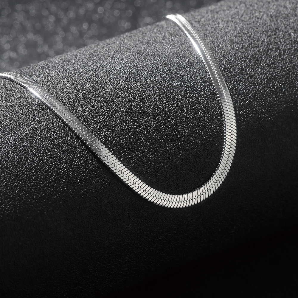 Rhodium Plated Herringbone Snake Chain - 3