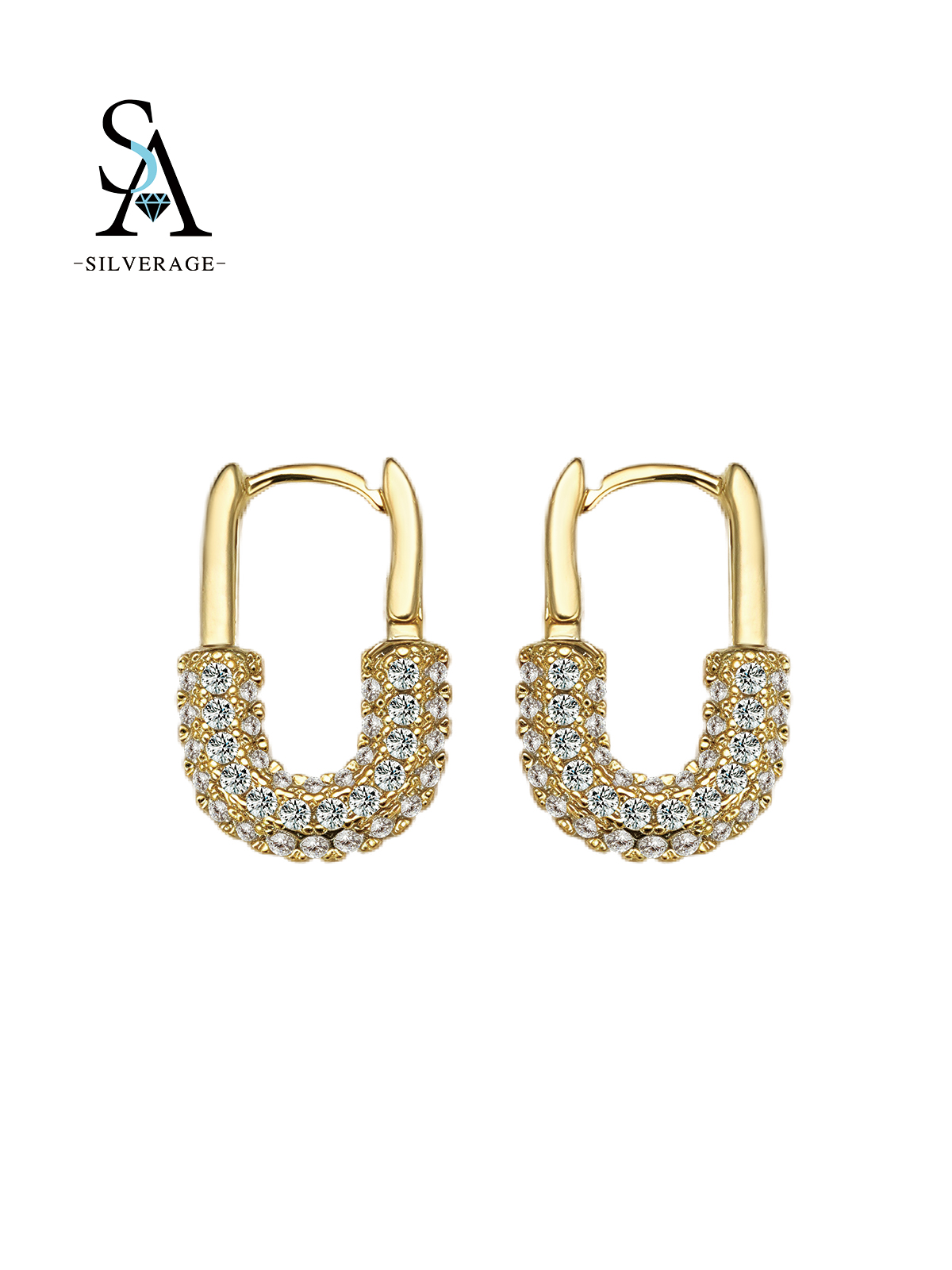 U-Shaped CZ Paved Huggie Hoop
