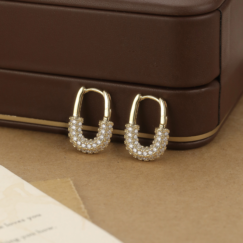 U-Shaped CZ Paved Huggie Hoop - 2