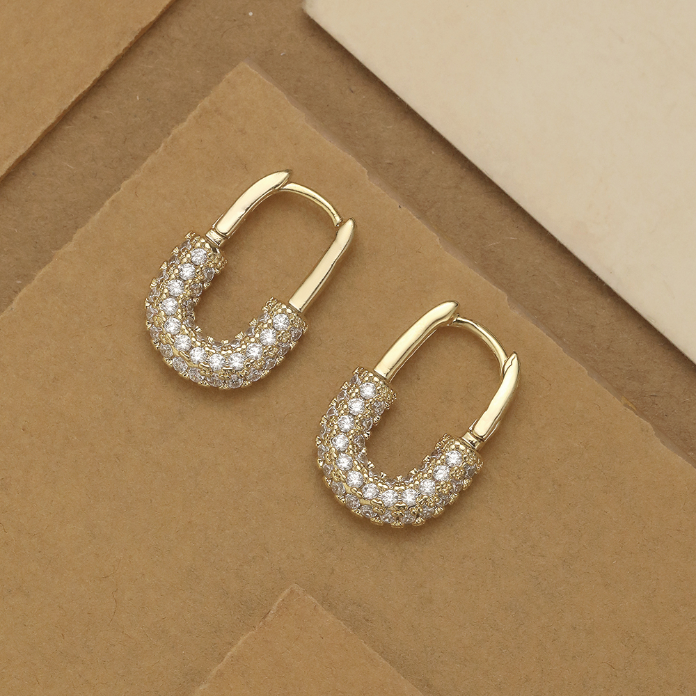 U-Shaped CZ Paved Huggie Hoop - 3