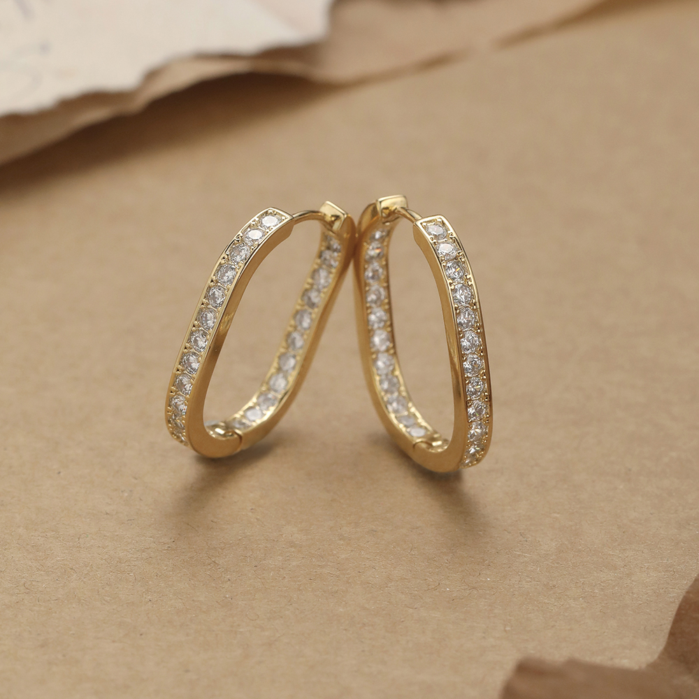 CZ Paved Huggie Hoop Earrings - 2