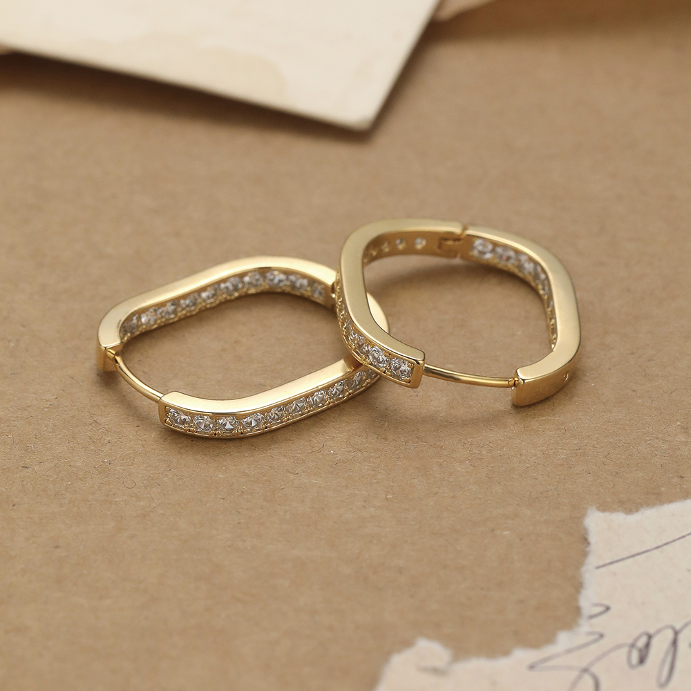 CZ Paved Huggie Hoop Earrings - 3