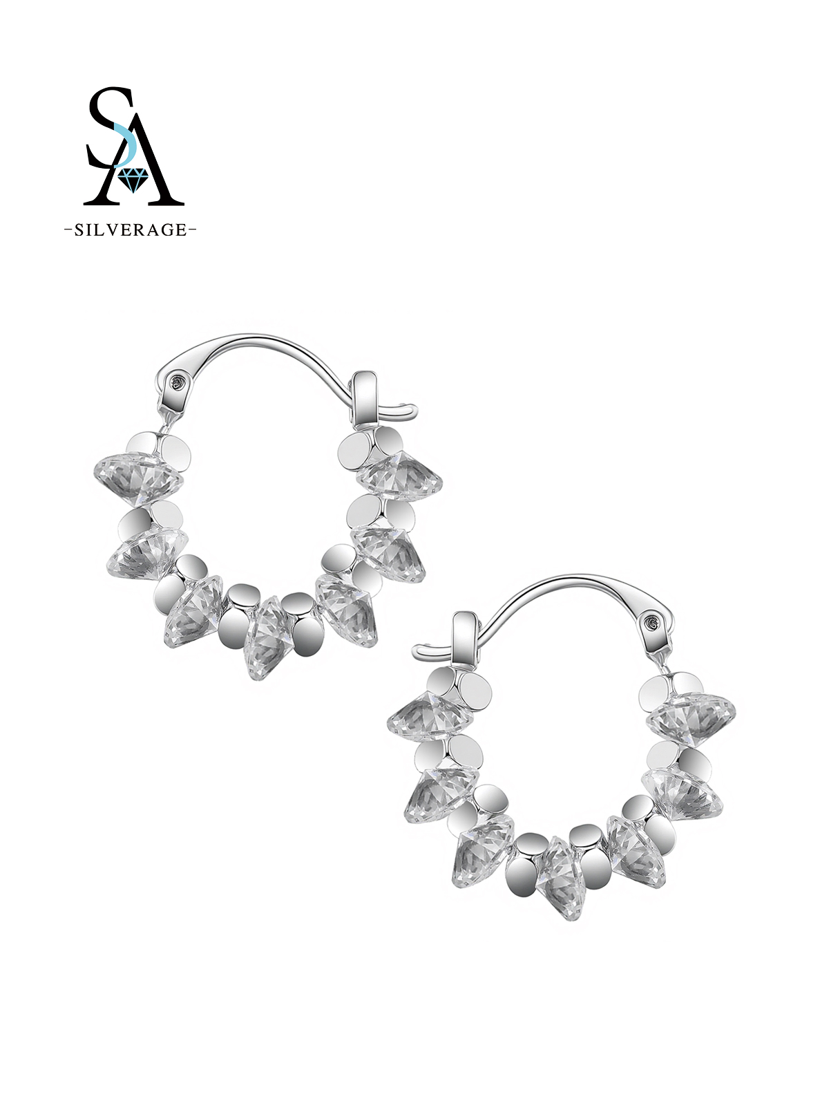 Rhodium Plated Crystal Beaded Hoop
