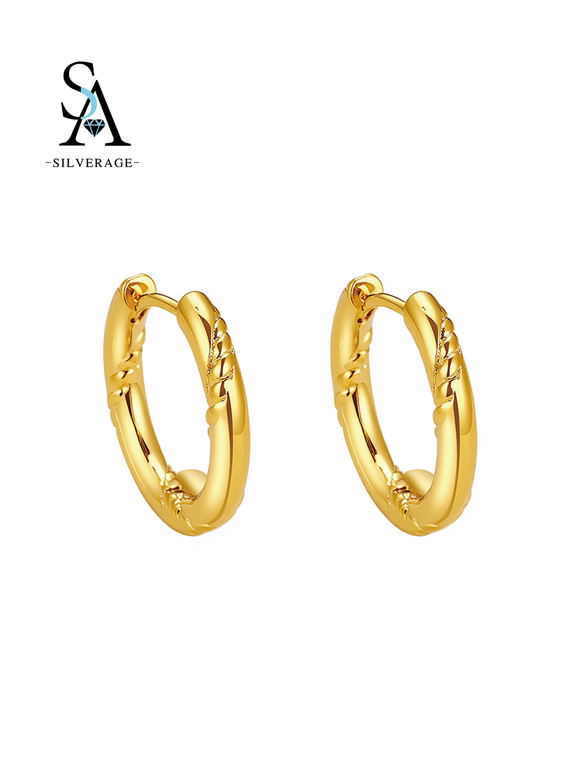 Gold Plated Twisted Detail Huggie Hoop