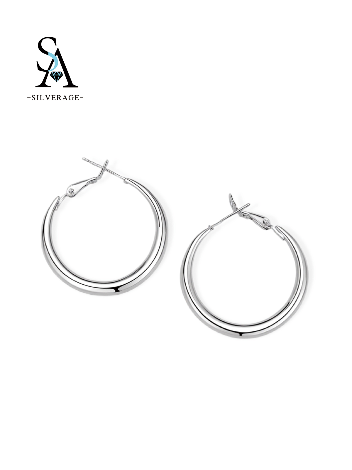 Rhodium Plated Smooth Hoop
