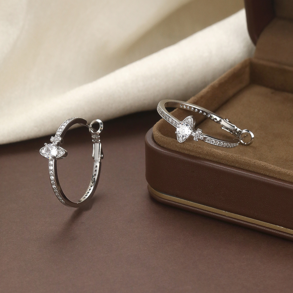 Rhodium Plated CZ Butterfly Hoop - 2
