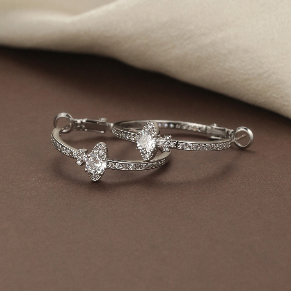 Rhodium Plated CZ Butterfly Hoop - 3