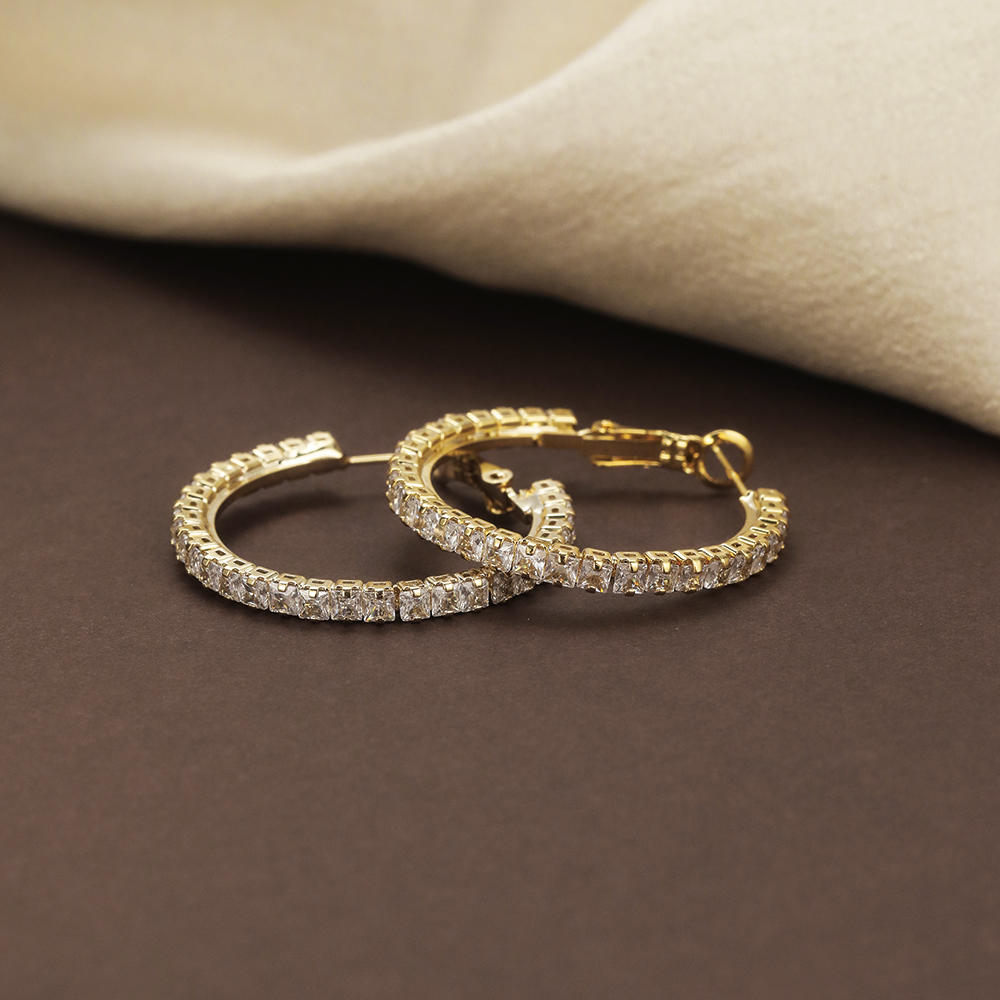 Rhodium Plated Full CZ Paved Hoop - 3