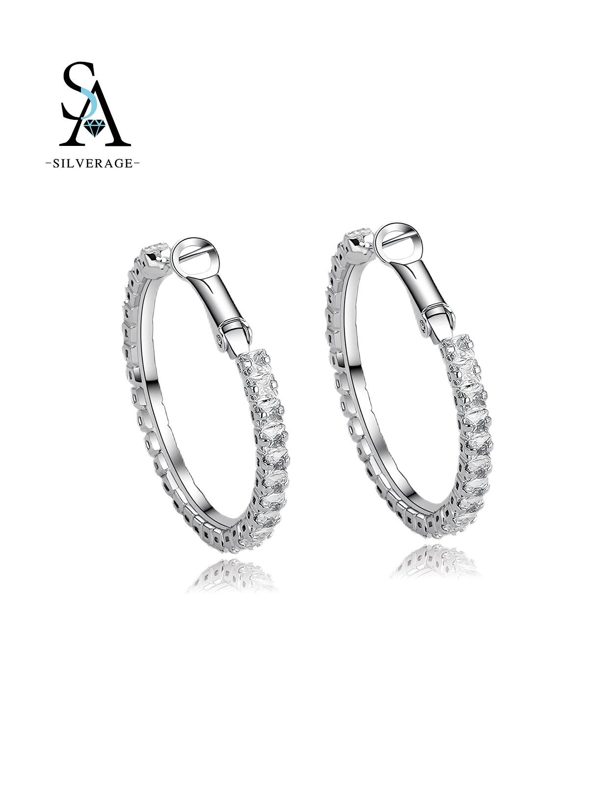 Rhodium Plated Full CZ Paved Hoop