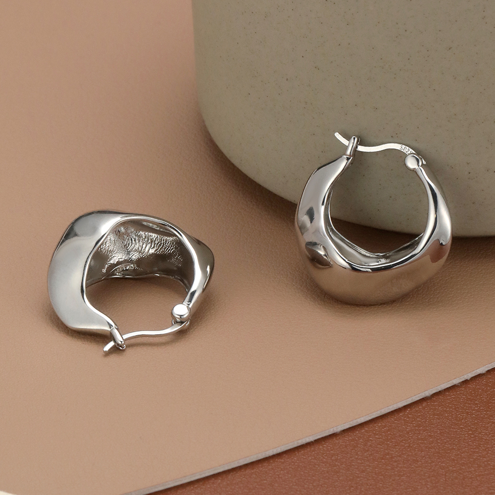 Pendientes aro geométricos plata - 2
