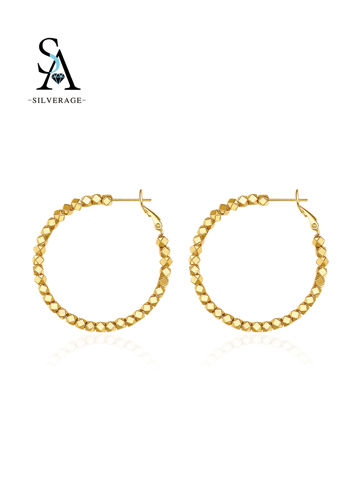 Gold Plated Faceted Bead Hoop
