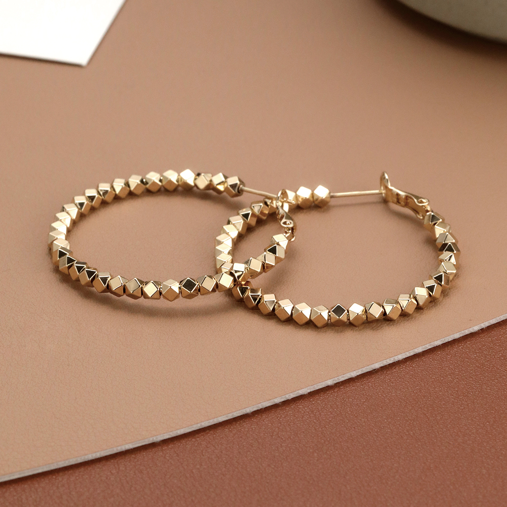 Gold Plated Faceted Bead Hoop - 2