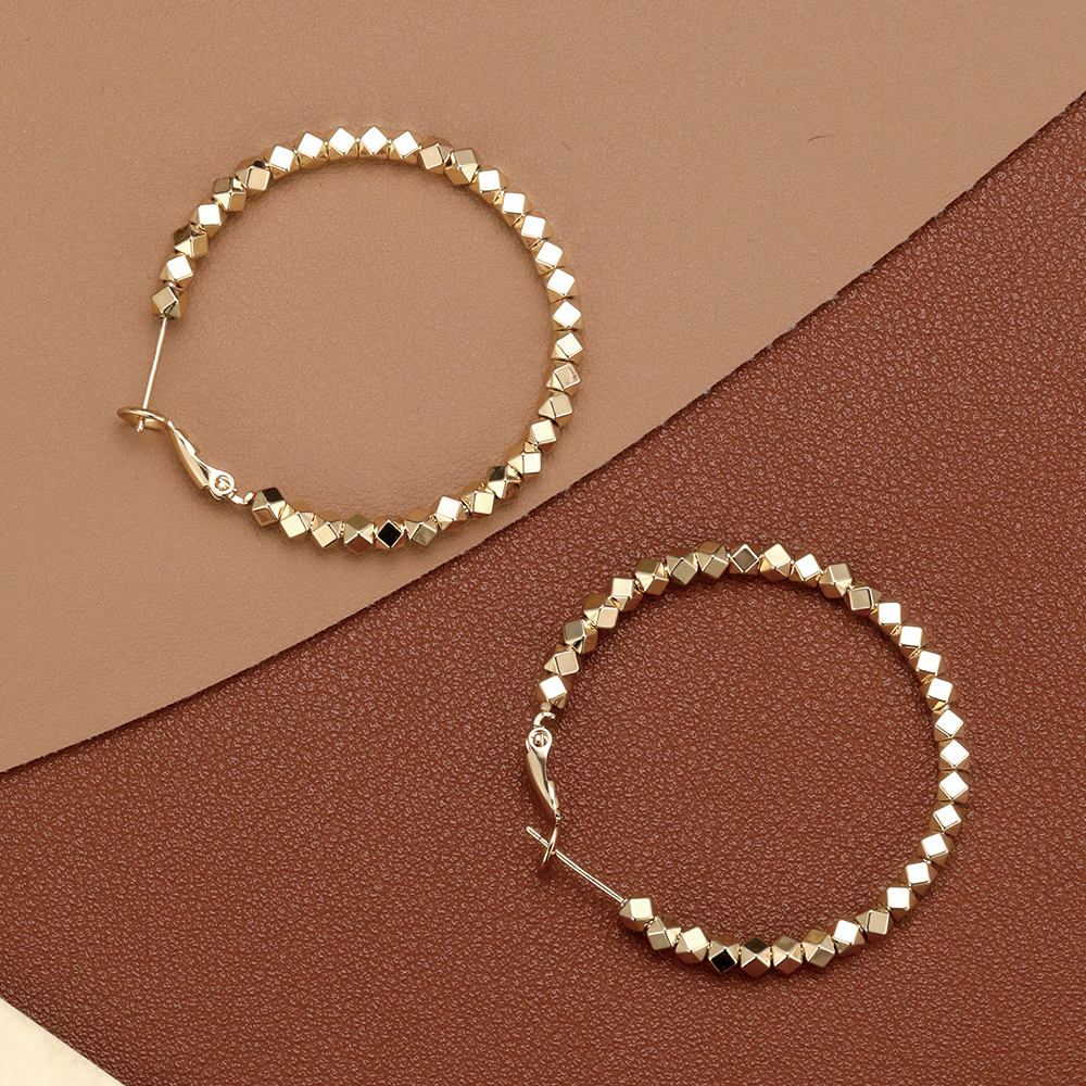 Gold Plated Faceted Bead Hoop - 3