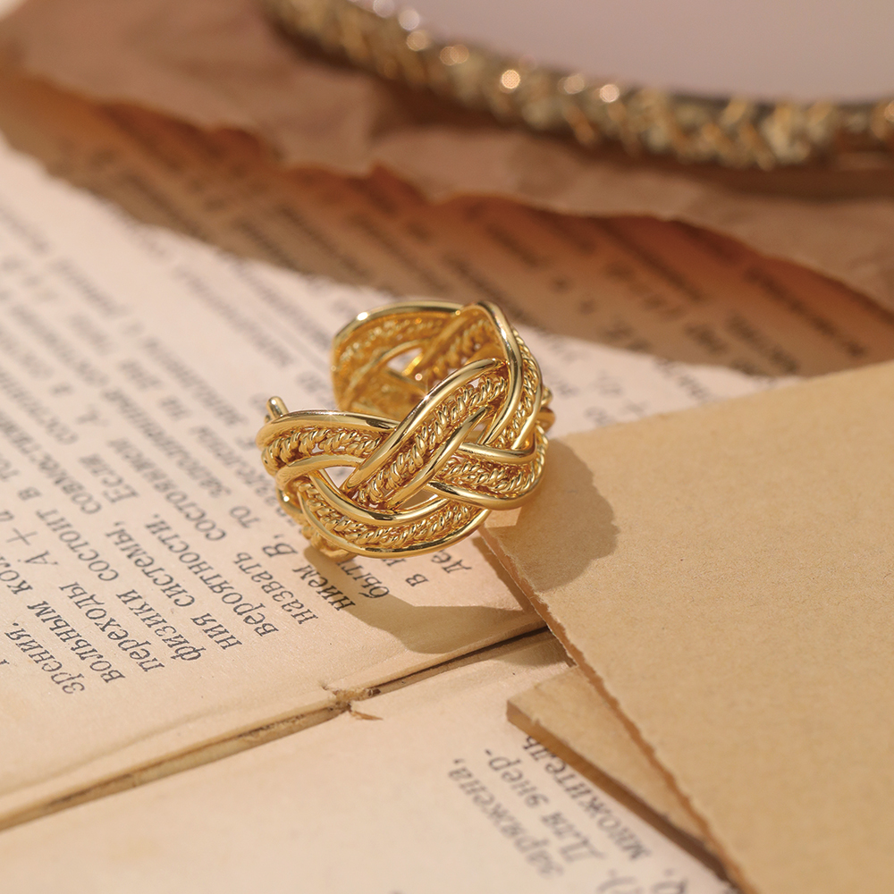 Bague ouverte tressée ajourée vintage - 2