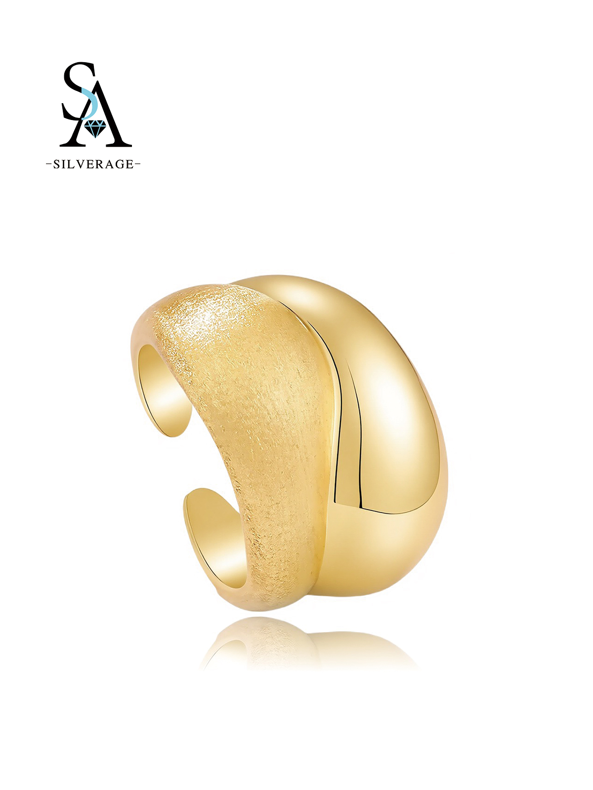 Anillo statement curvado bicolor