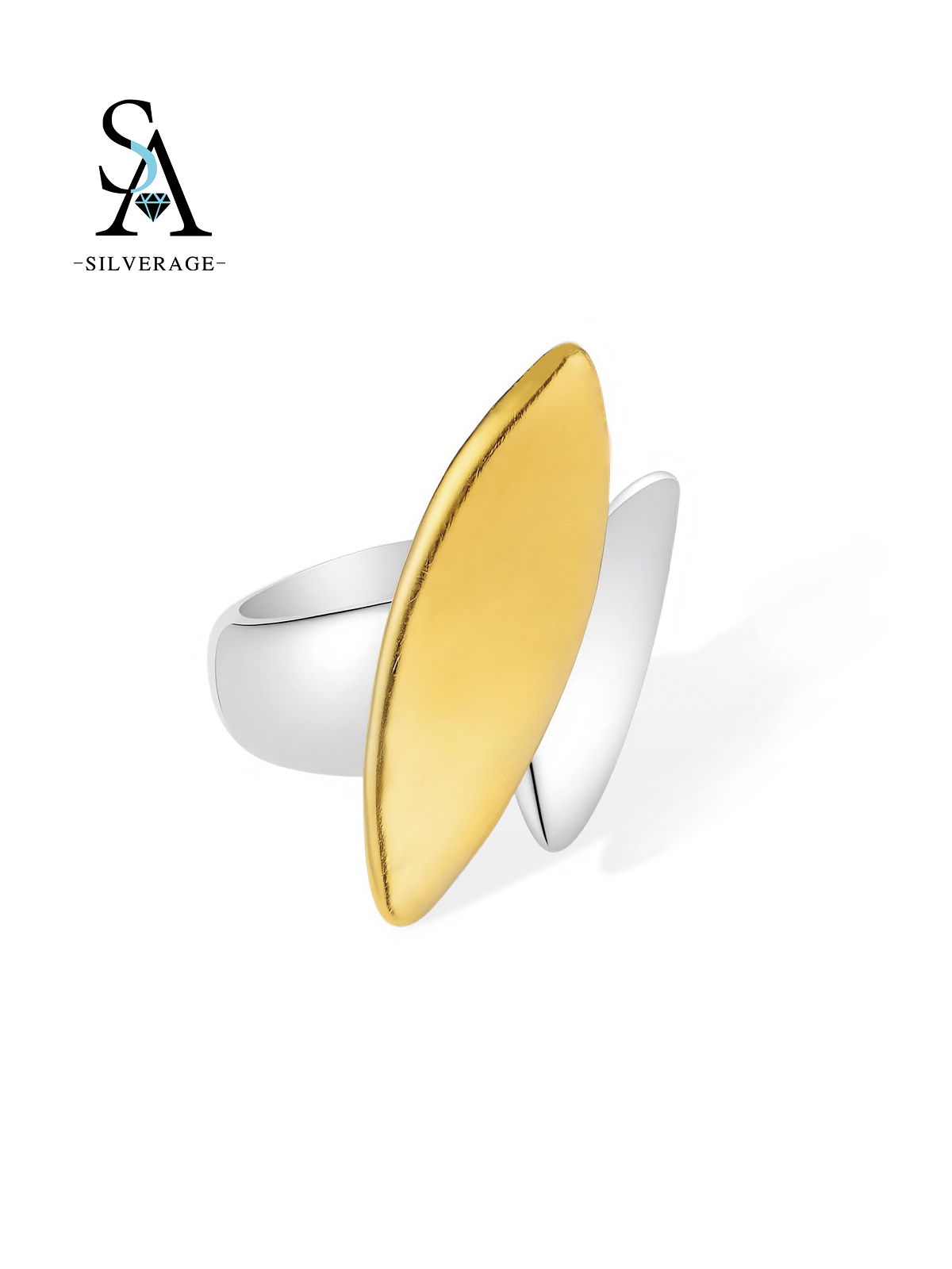 Anillo statement ovalado asimétrico