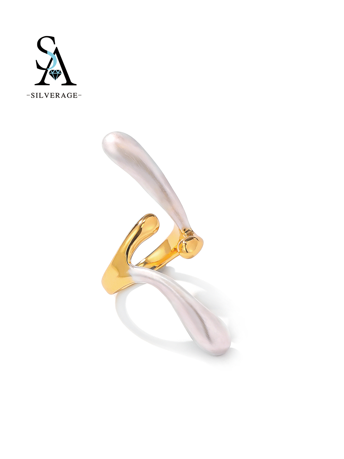 Anneau abstrait bicolore minimaliste