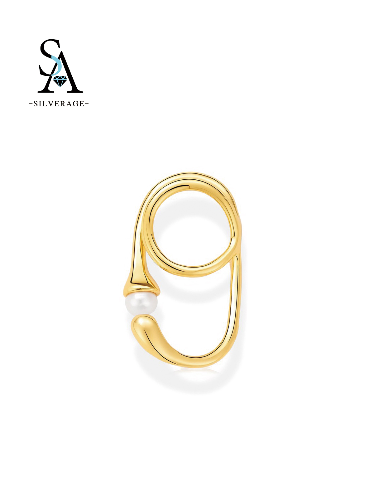 Bague dorée abstraite contemporaine