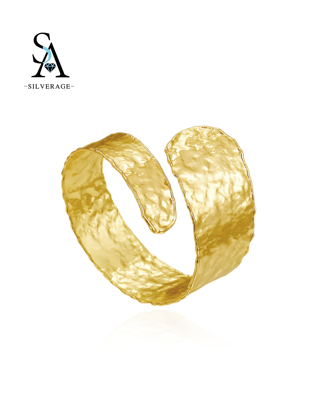 Bracelet ouvert doré martelé