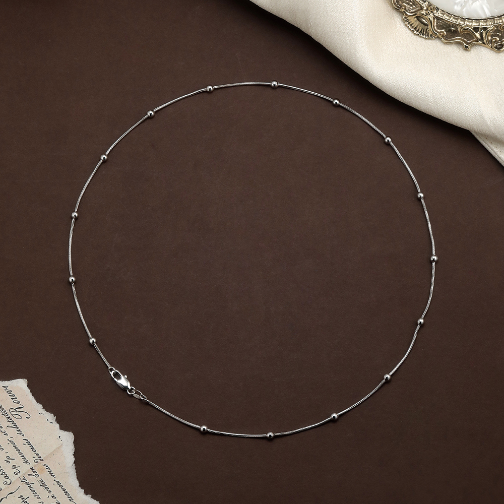 Dainty Silver Beaded Snake - 2