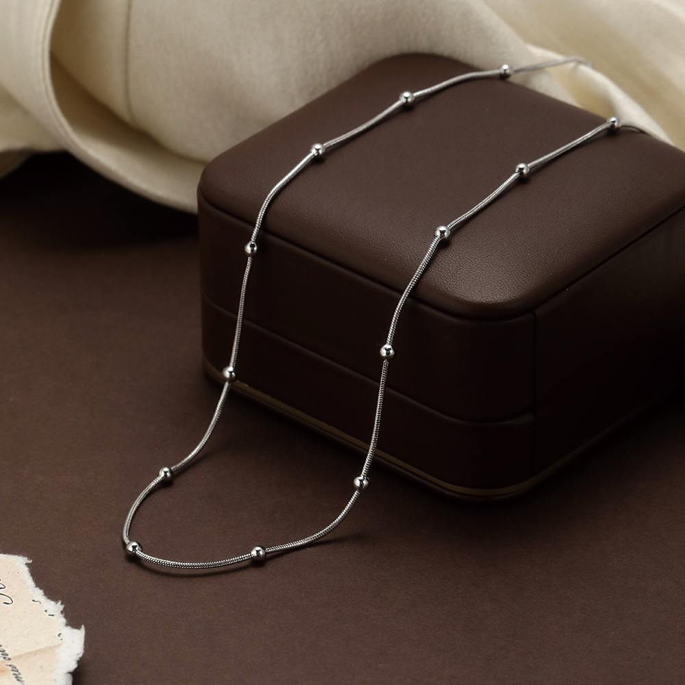 Dainty Silver Beaded Snake - 3