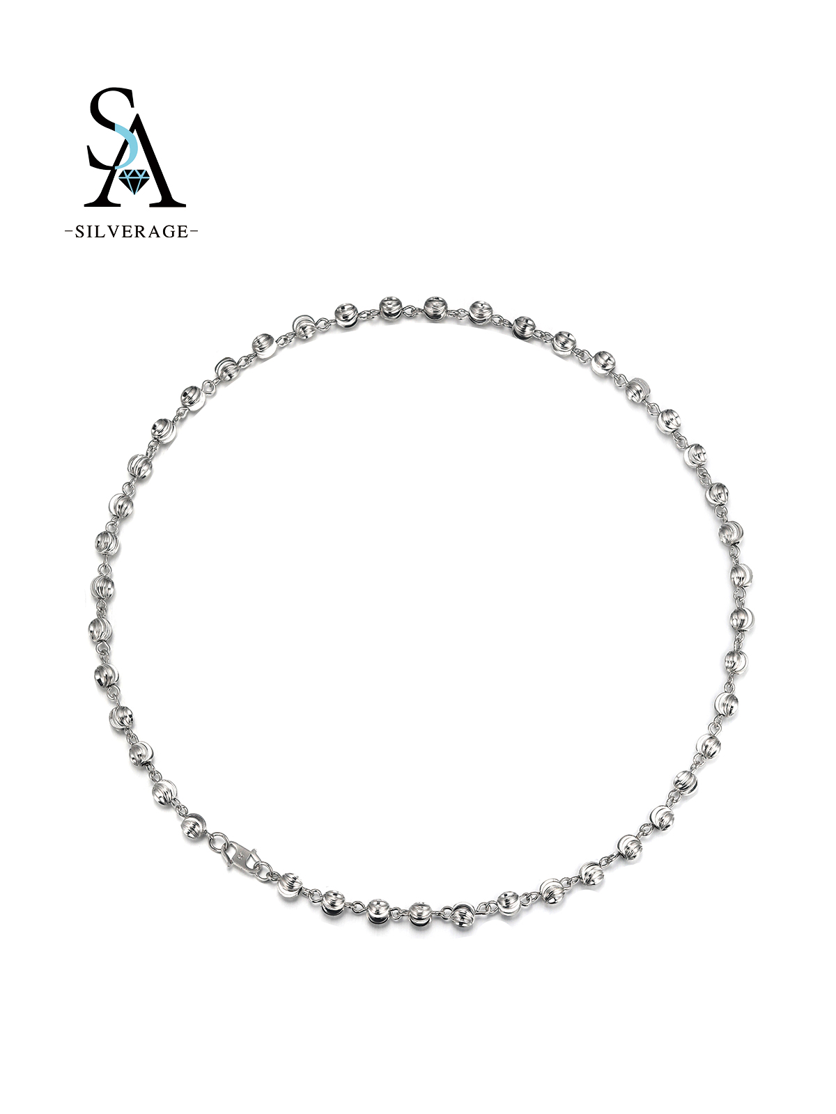 Cadena satélite con cristal mínima plata