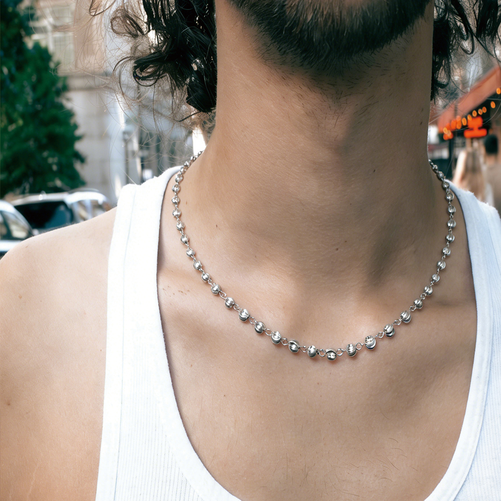 Cadena satélite con cristal mínima plata - 3
