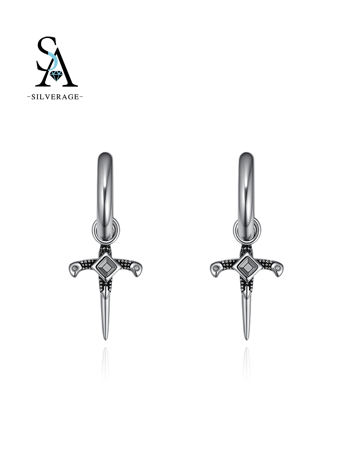 Stainless Steel Sword Charm Hoop