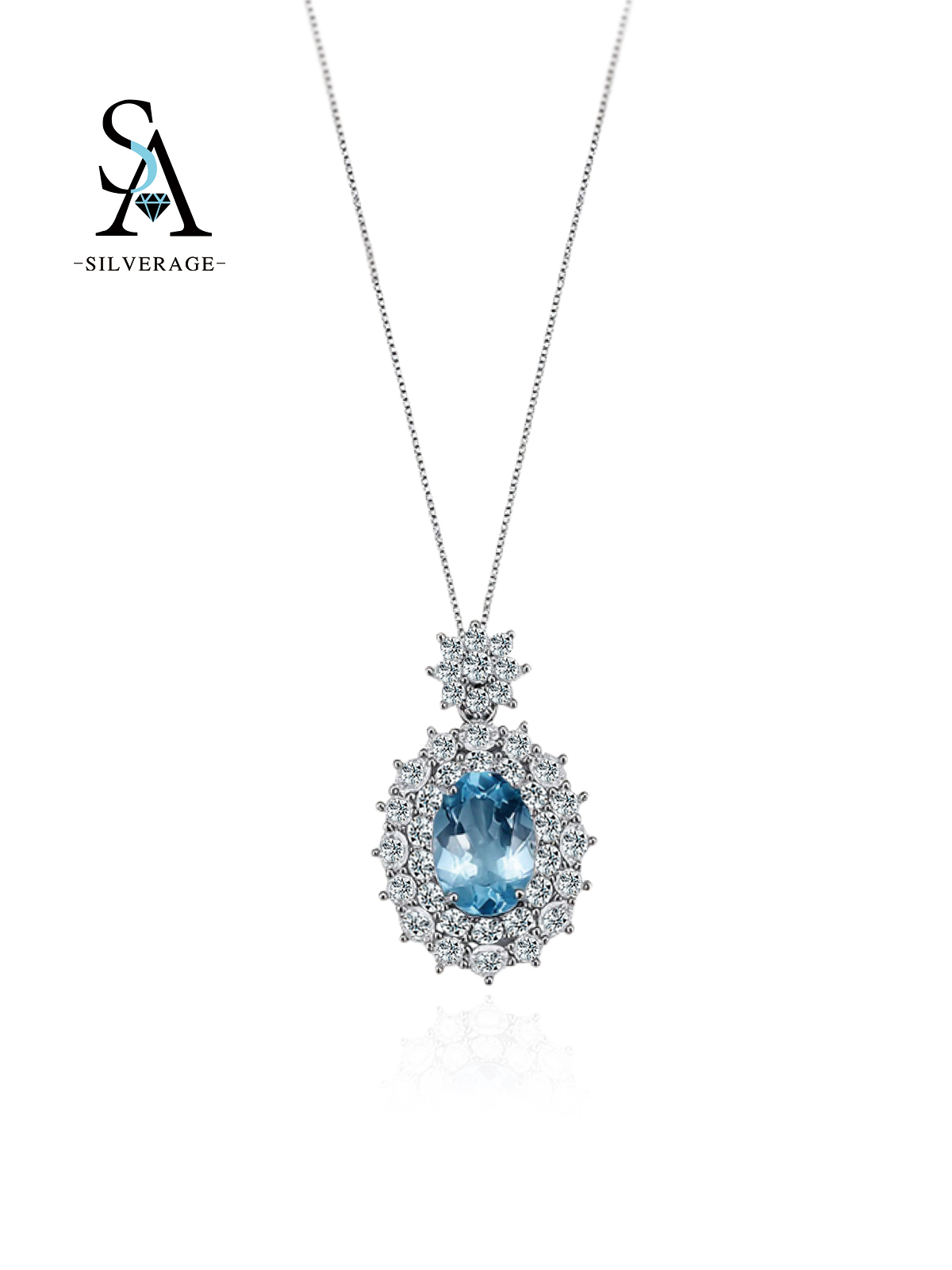 Blue Topaz Floral Brooch