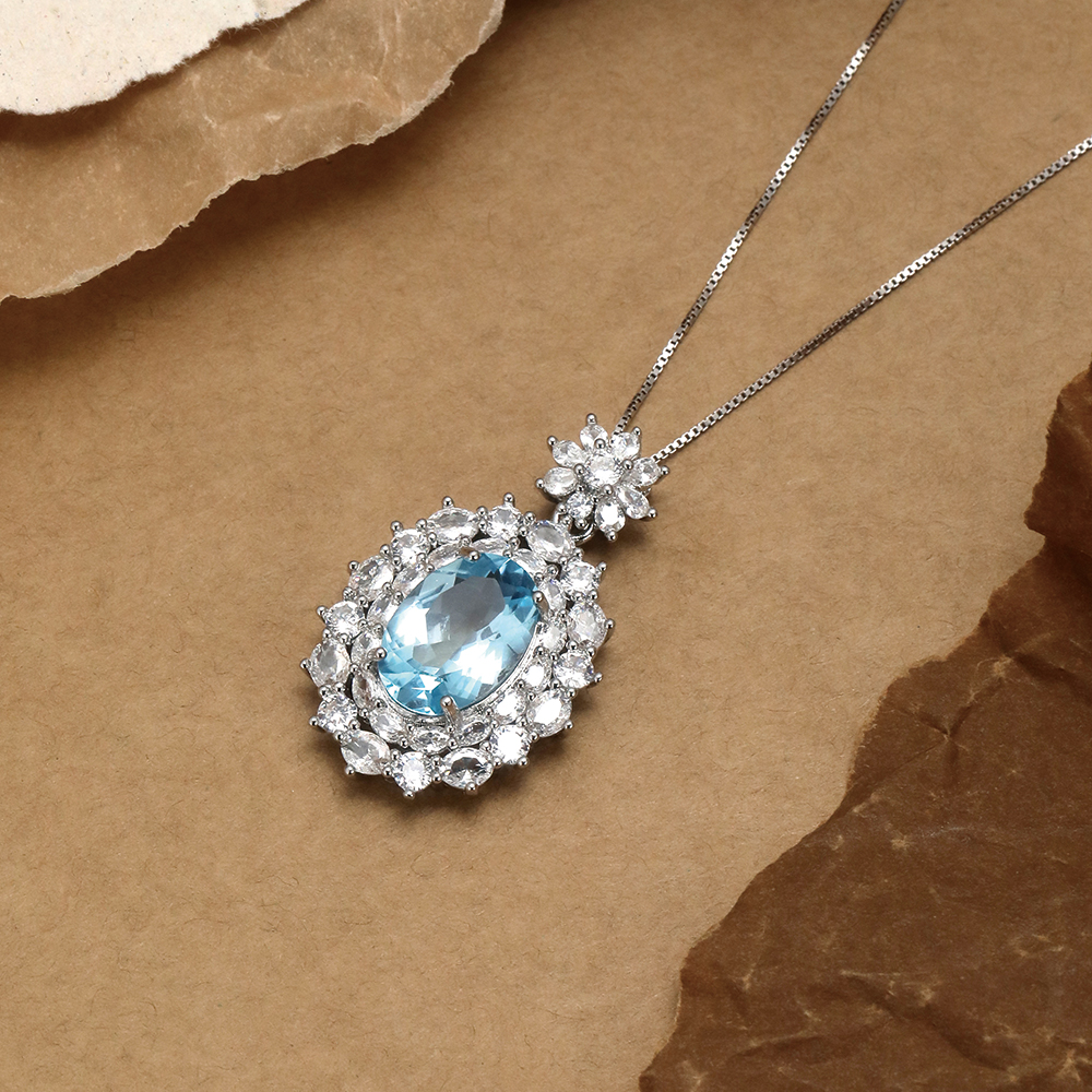 Blue Topaz Floral Brooch - 2