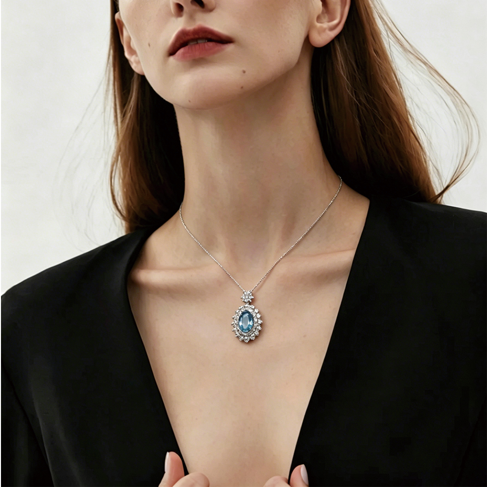 Blue Topaz Floral Brooch - 2