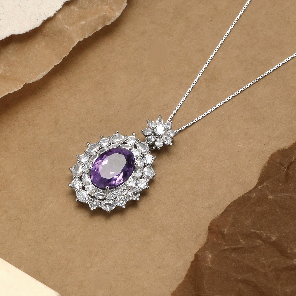 Circonita con piedra morada tono plata - 2