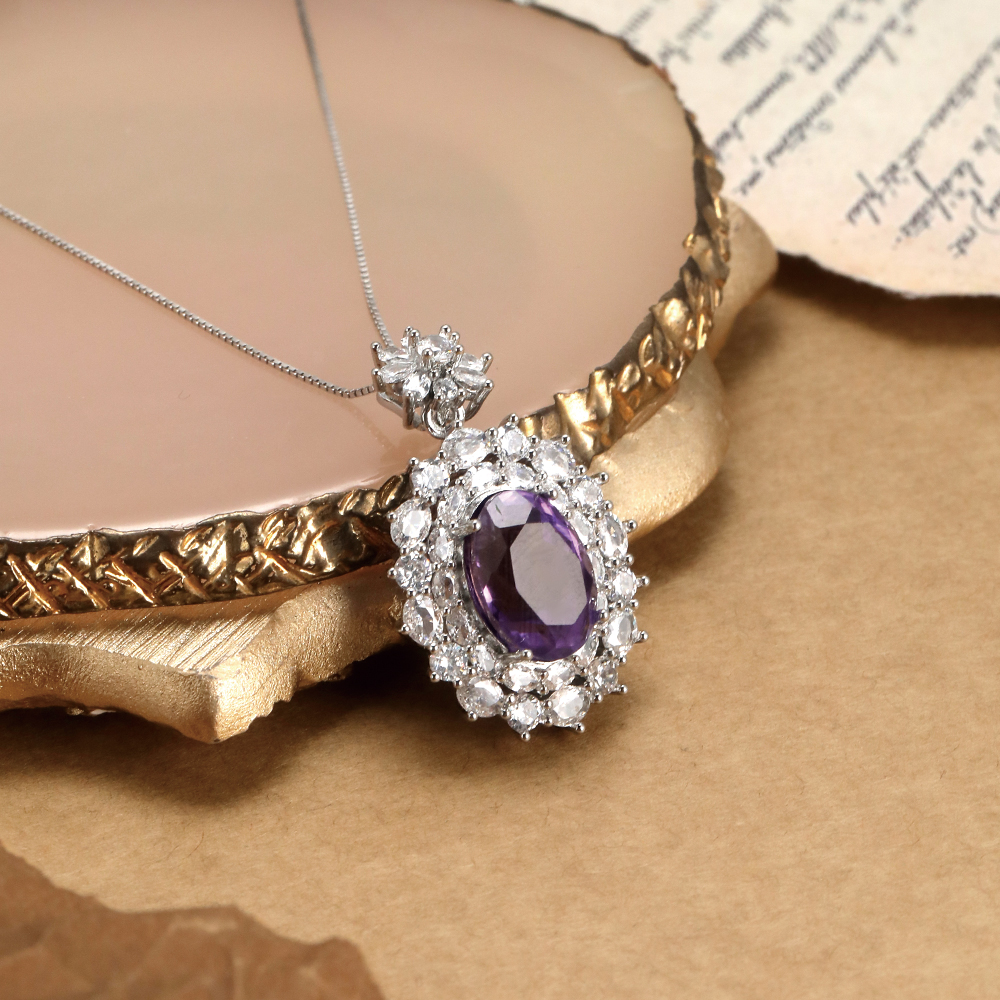Circonita con piedra morada tono plata - 3