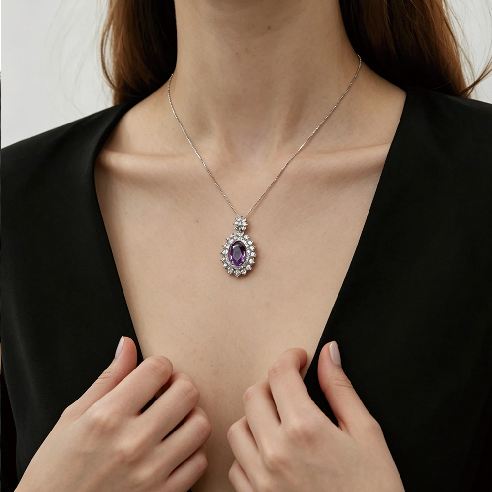 Circonita con piedra morada tono plata - 3