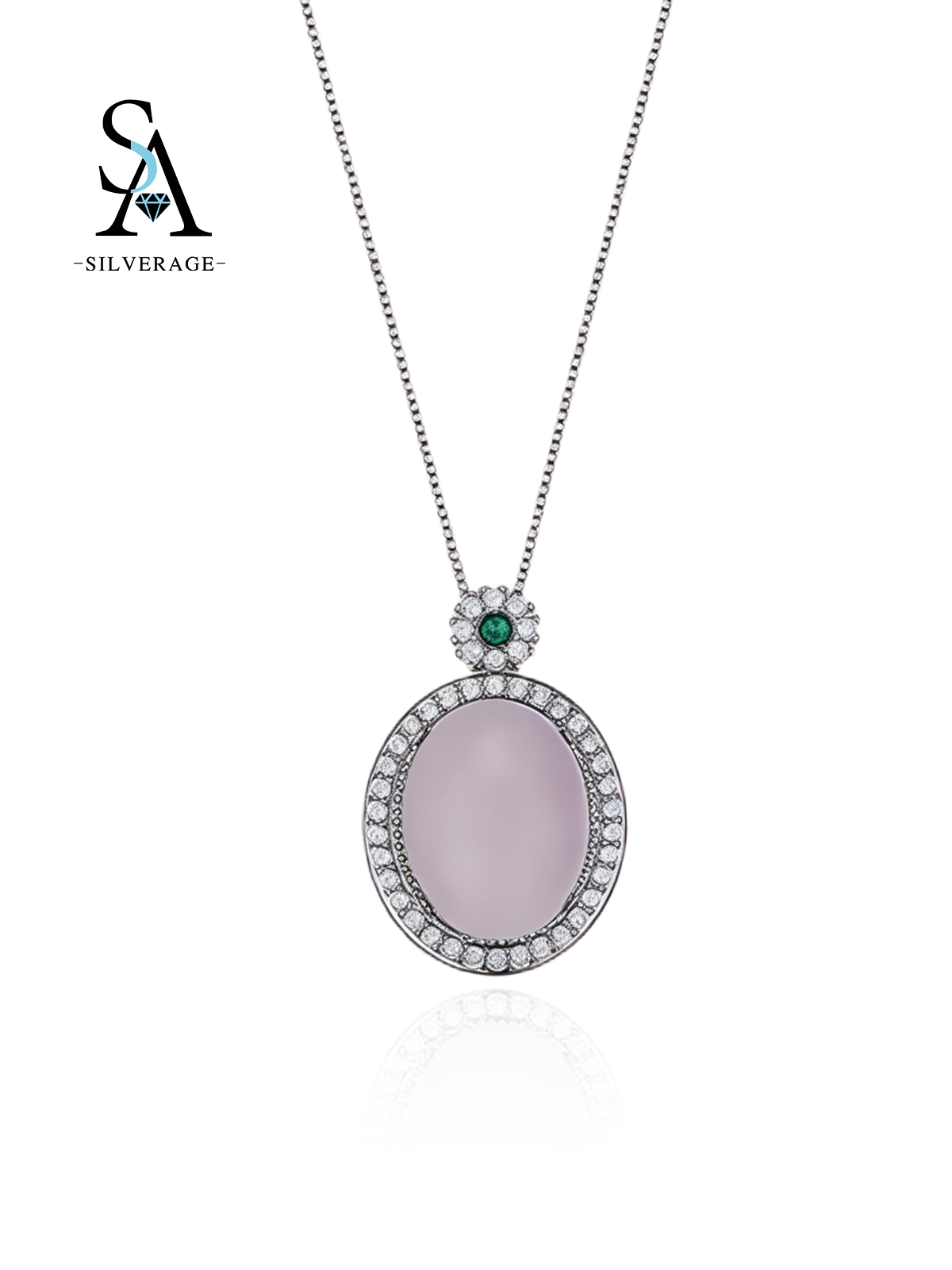 Double Halo Pink Jade Pendant