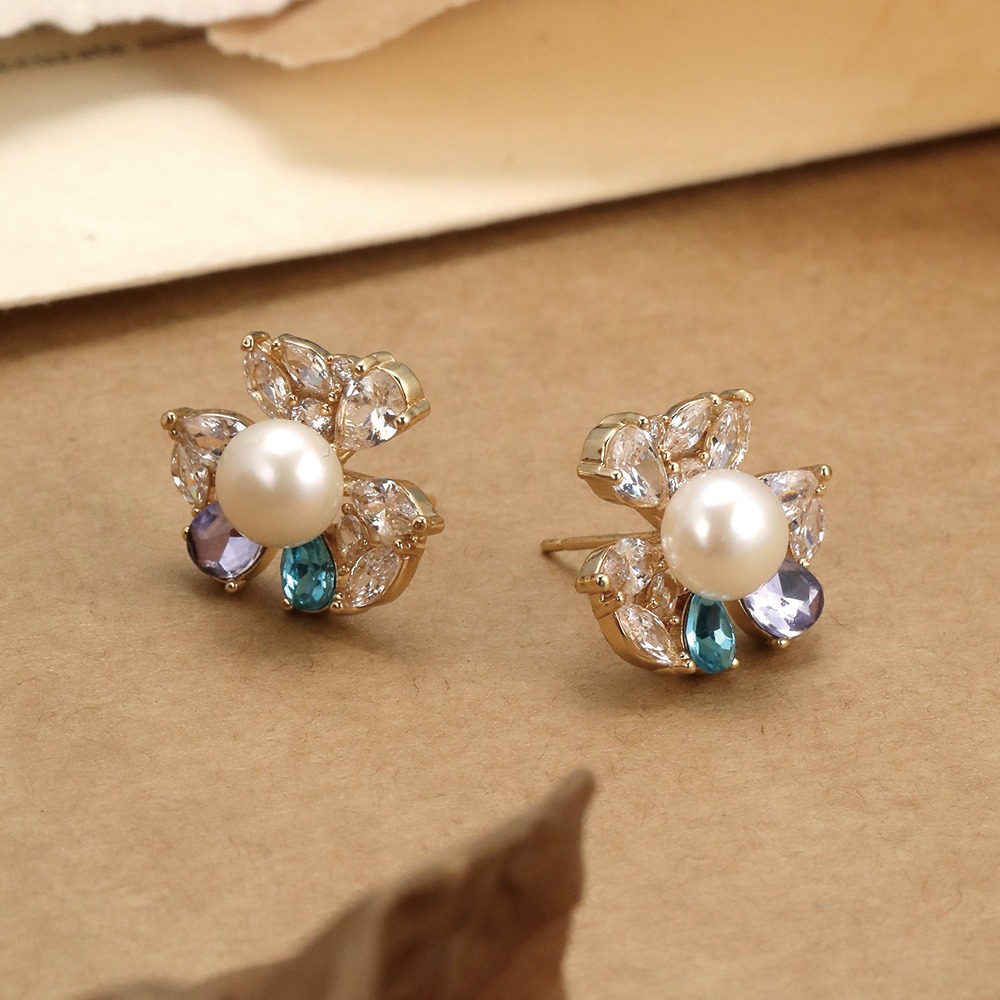 Floral Pearl Stud - 2