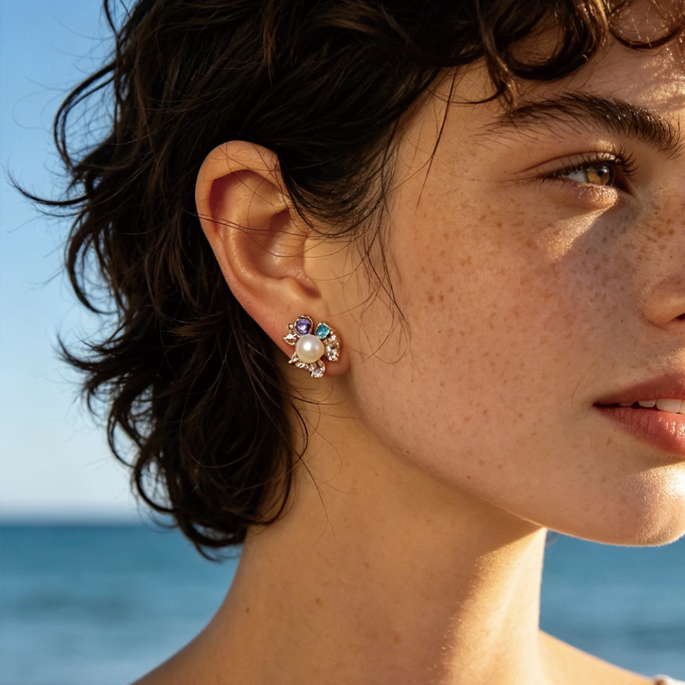 Floral Pearl Stud - 2